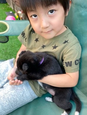 抱っこする男の子