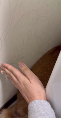 洗濯機と壁の隙間に手をかざす飼い主さん