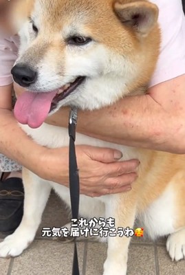 おこめくんをハグするおばあちゃん