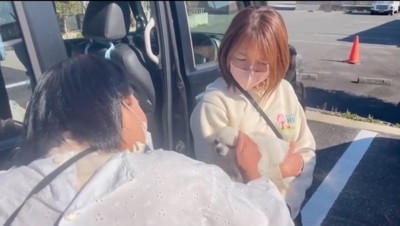 頭を撫でられる犬2