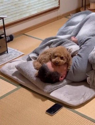 お父さんの上に乗るちゃこたろう君1