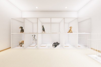 ケージの中の犬たち