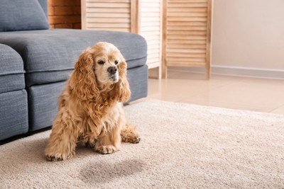 カーペットにおしっこした犬