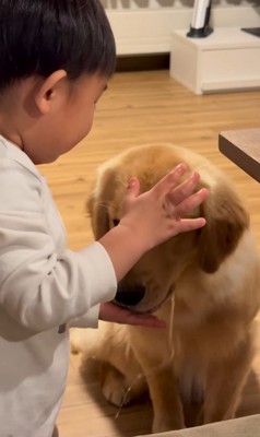 りんごをもらうモナちゃん＆ニコちゃん7