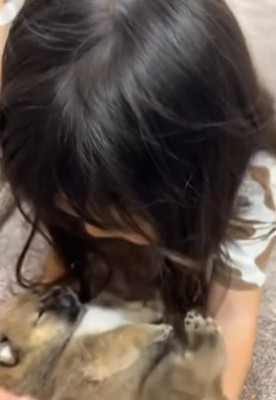 手を引き抜く娘さん