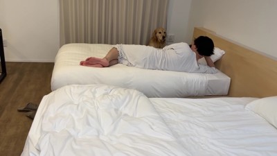 パパとほのちゃんを凝視するおからちゃん