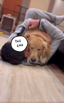 お兄ちゃんにハグされるマリンちゃん