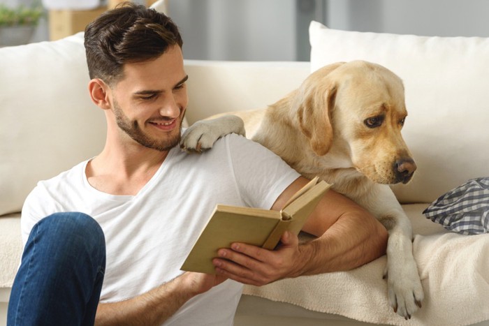 男性と犬