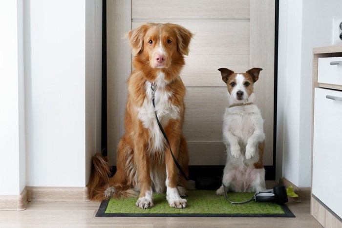 散歩から帰った犬