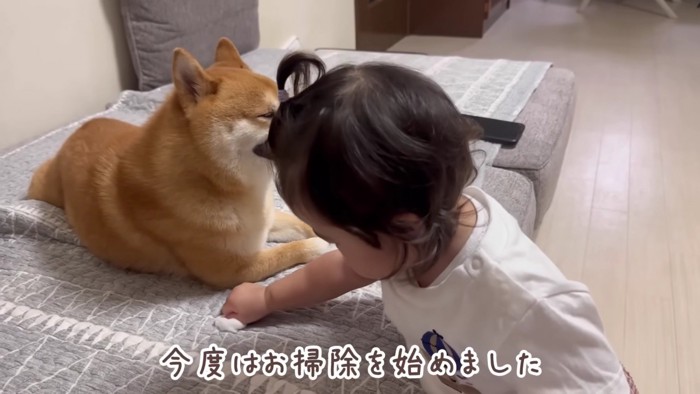 うにくんの周辺をゴシゴシ