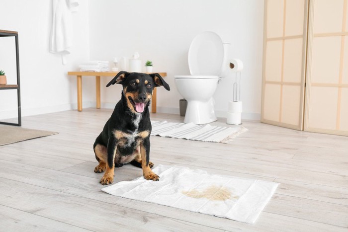 トイレシートに排泄した犬