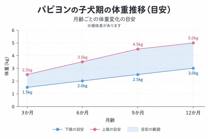 月齢ごとの体重変化の目安