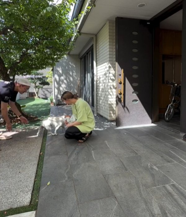 赤ちゃんに駆け寄る犬2