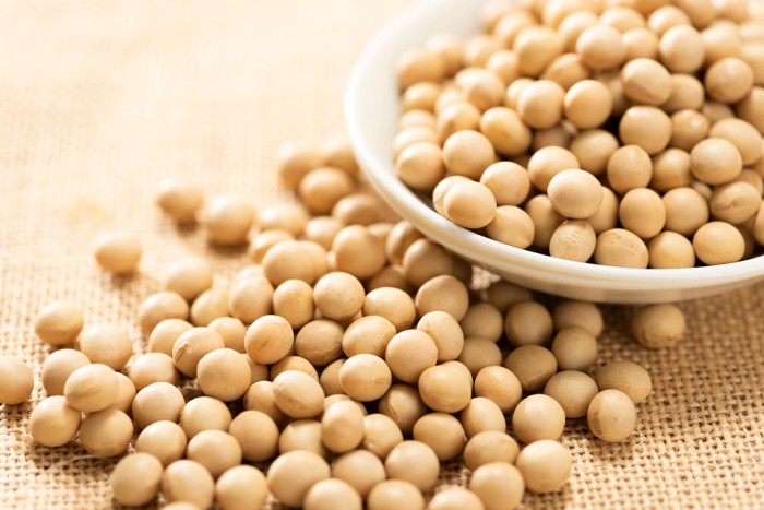 お皿からあふれ出した大豆