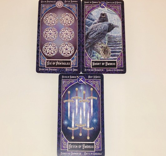 SIXofPENTACLES/KNIGHTofSWORDS/SEVENofSWORDS