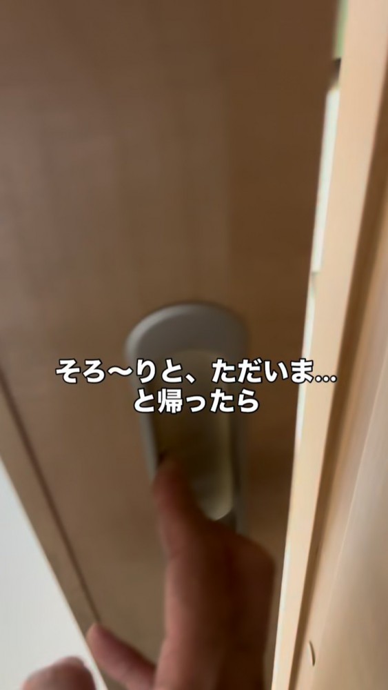 閉まったドア「そろ～りと、ただいま…」と帰ったら