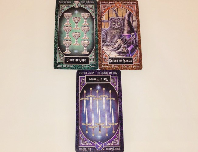 EIGHTofCUPS/KNIGHTofWANDS/TENof SWORDS