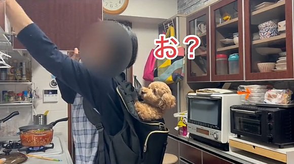 戸棚を開けるお母さん