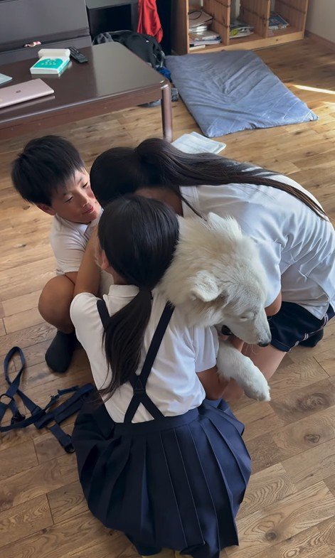 帰宅後のお子さんたちとまる君8