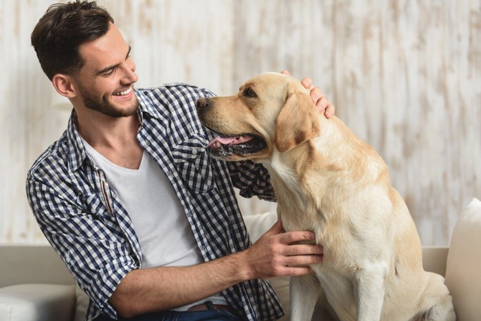 男性と犬