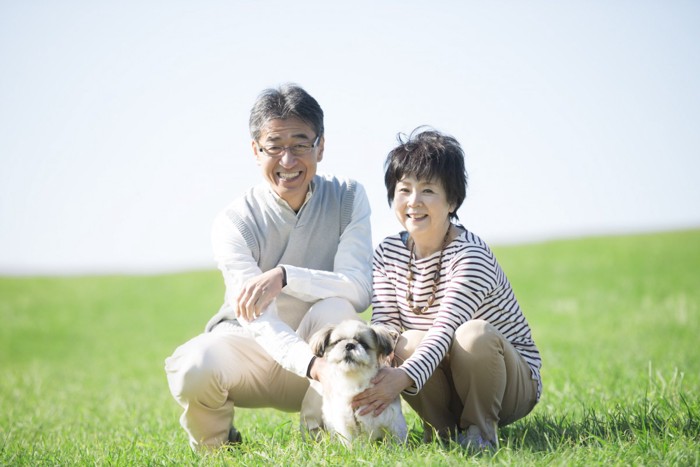 シニア夫婦と犬