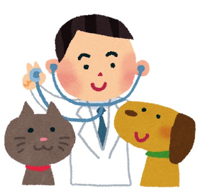 獣医さんと犬と猫のイラスト