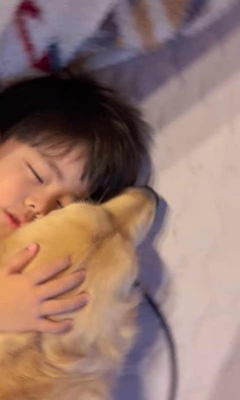 抱き合って眠るエルくんと男の子4