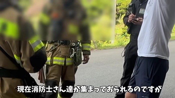 消防士さんたちが談話中