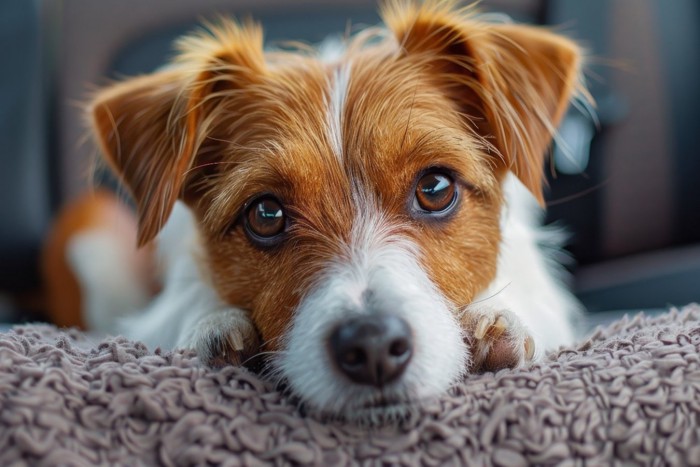 正面を向いている犬