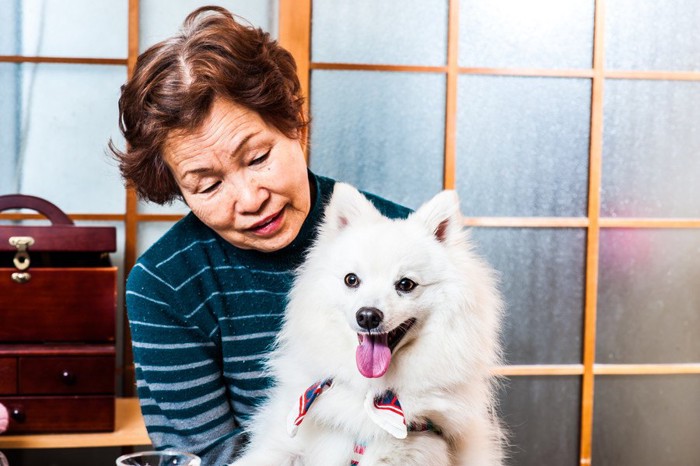 おばあさんと白い犬