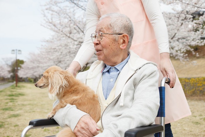 男性とダックスフンド