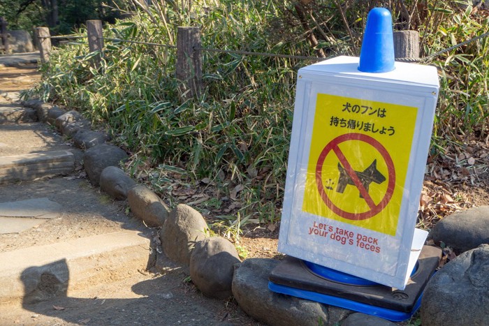 「犬のフンは持ち帰りましょう」犬のフン放置禁止看板