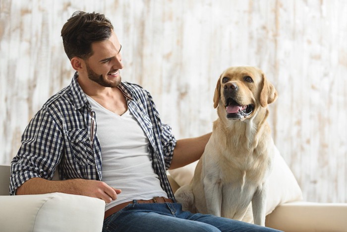 男性と犬