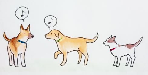 3頭の犬のイラスト