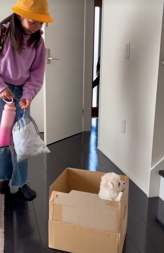 近寄り喜ぶ女の子