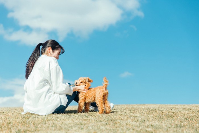 女性と犬