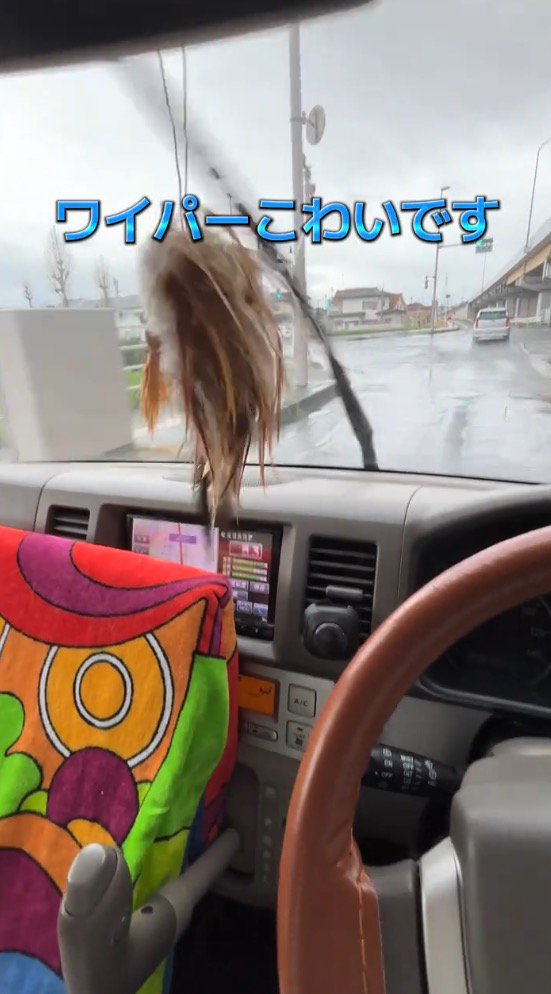音を立てて動く車のワイパー
