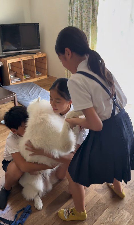 帰宅後のお子さんたちとまる君6