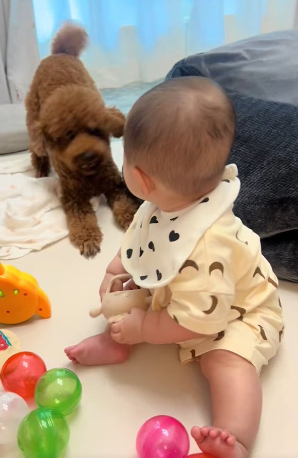 赤ちゃんとからあげ君